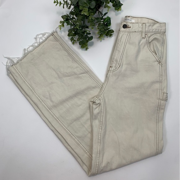 PacSun Wide Leg Carpenter Ultra High Waist Cream Color Jeans Size 27 - Picture 2 of 16